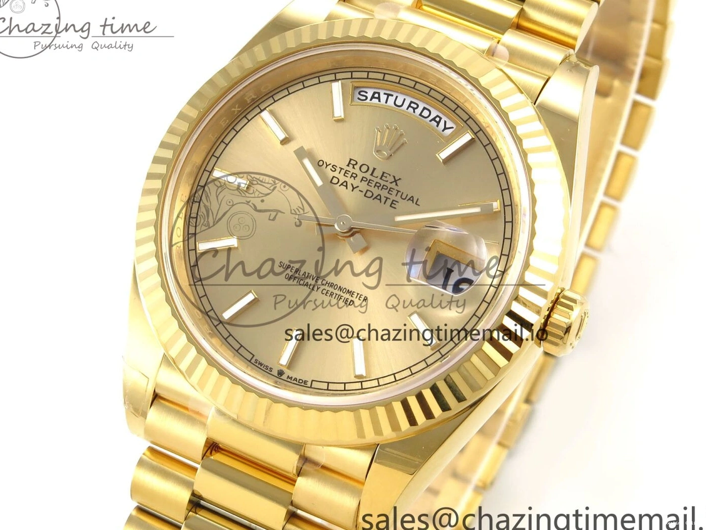 0508 Tailored Day Date 40 YG 228238 THBF 1:1 Best Edition YG Dial on President Bracelet VR3255 (Gain Weight) 952